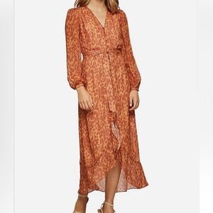 Oxford Solita Animal Print Midi Ruffle Dress Size 6 AU